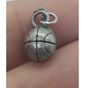 Vintage Basketball Charm Pendant Silver Tone Sports Jewelry Collectible